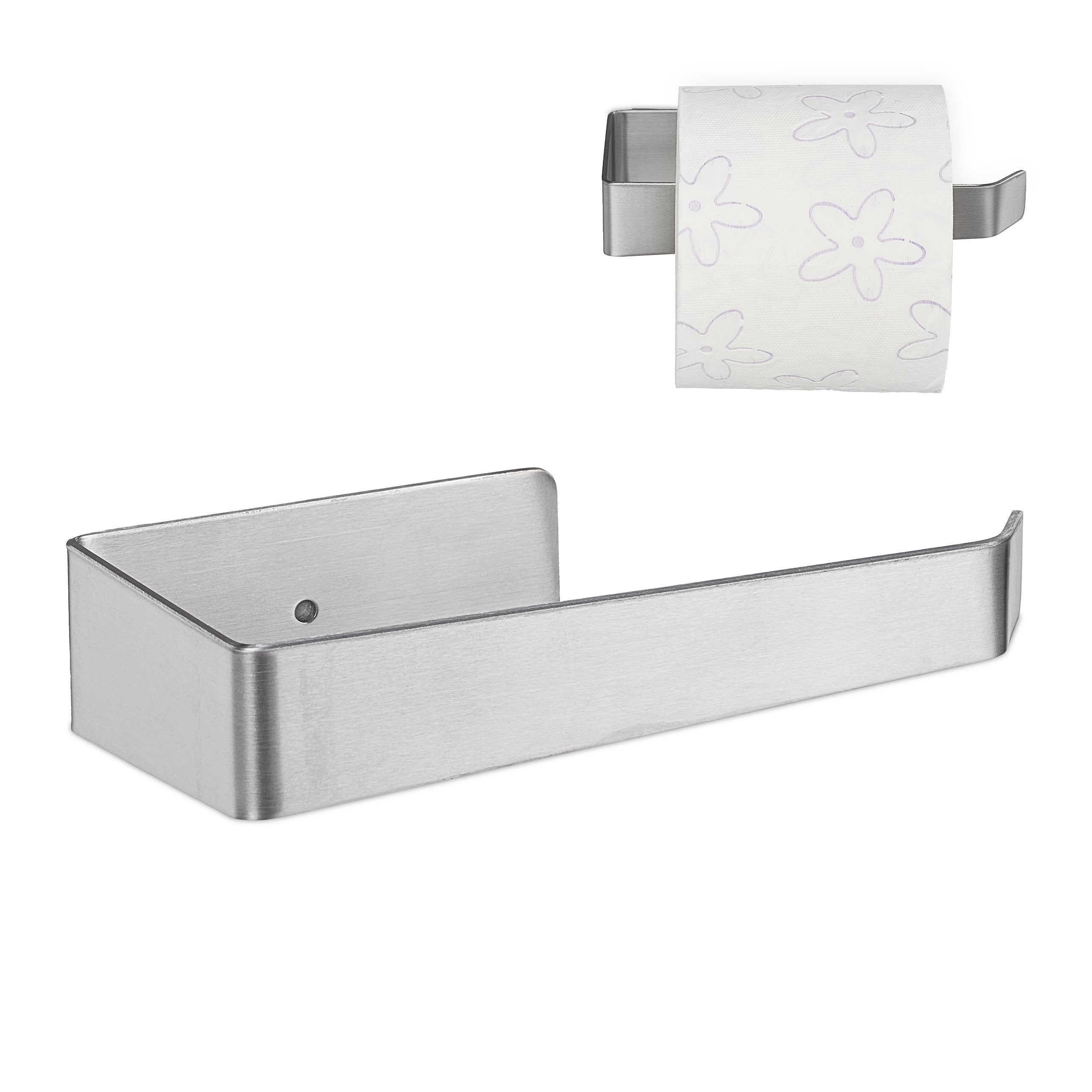 Relaxdays Porte papier toilettes sur pied en métal chrome support