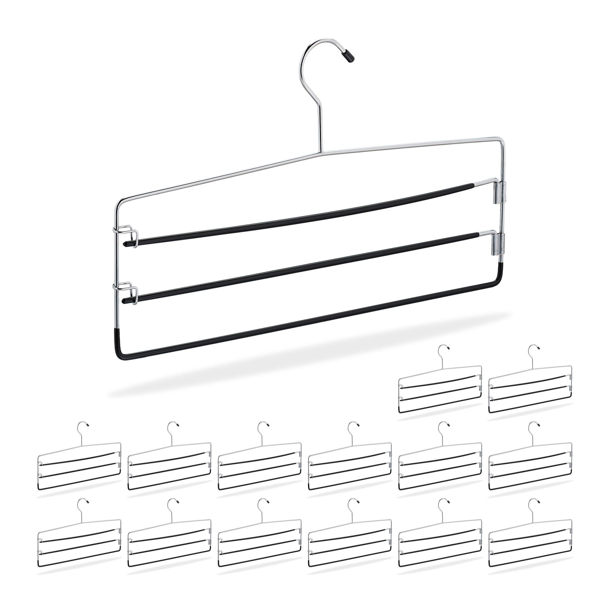 Relaxdays Grucce Appendiabiti per Giacche e Abiti, Set 8 Appendini con Barra Appendi Pantaloni e Gonne, Legno, Bianco
