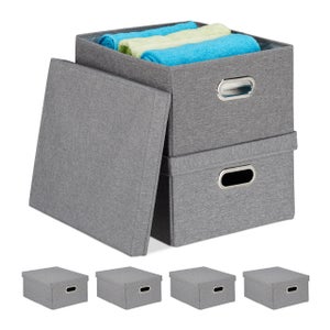 Boîte De Rangement Tissu, Panier De Rangement Gris, Panier Tissu En Cube  (33x33x33 Cm) Pour Placard, Étagère, Et Vêtements, (Pliable, Lot De 3) 