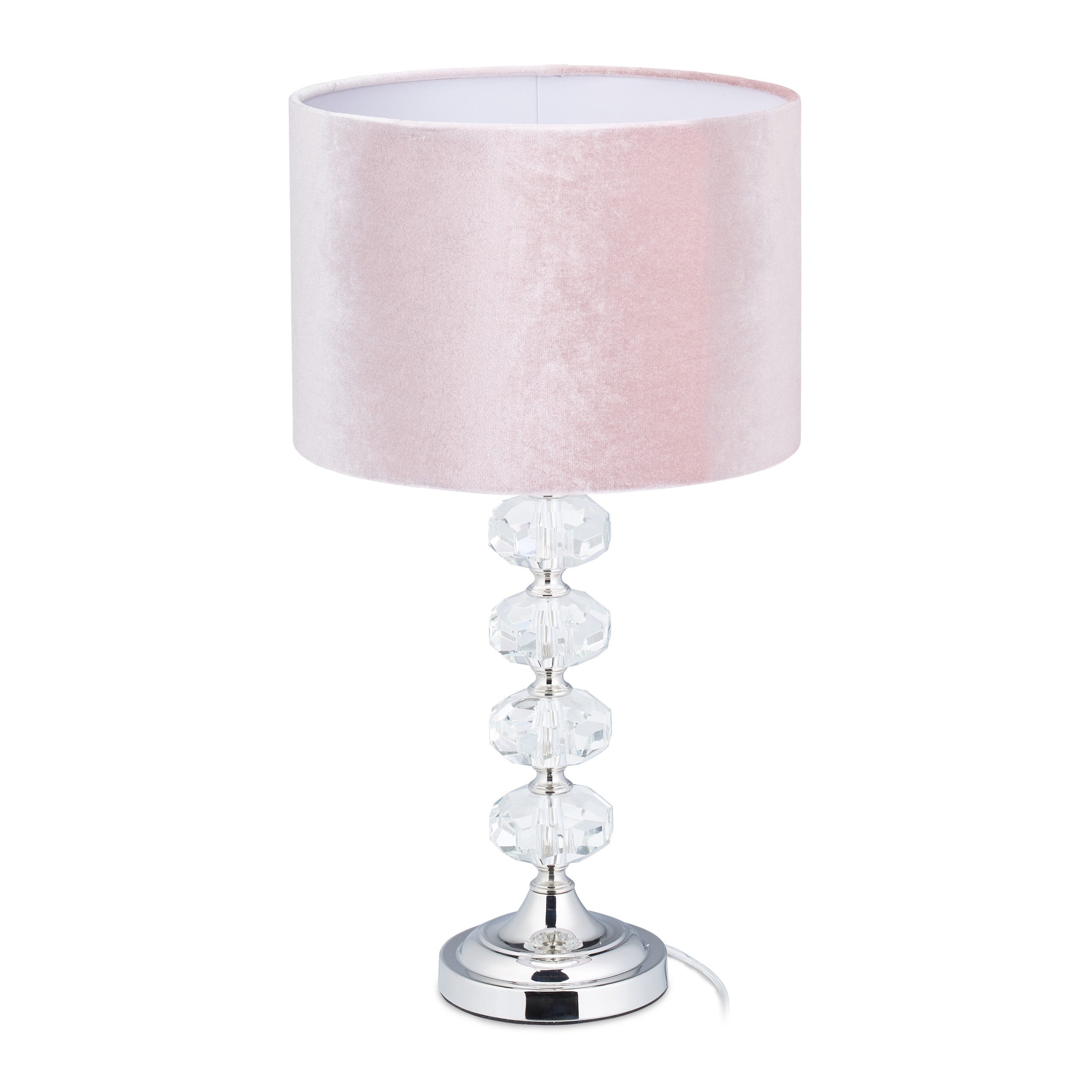 Relaxdays Lampe de chevet, velours et cristal, HxD : 47 x 26 cm
