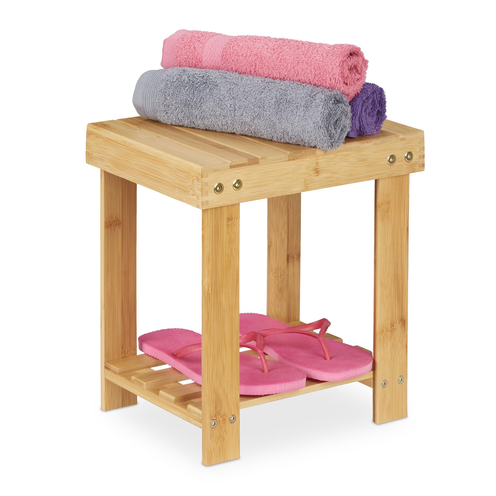 Sgabello Poggiapiedi In Bambù Relaxdays - Scaletta 2 Gradini, Portata 100 Kg, Naturale