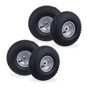 8x Ruote per Carrello 4.1/3.5-4, Gomme di Scorta Carriola, Asse 16 mm, fino  136 kg, 260 x 85 mm, Nero Giallo