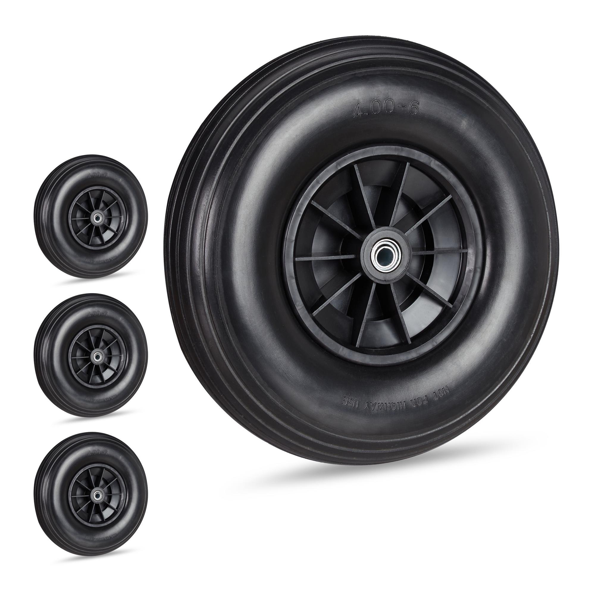 ECD Germany Ruota Carriola Pneumatica con ASSE Pneumatici con Cerchione in Acciaio 4.80/4.00-8 Diametro 390 mm Nero Ruota Ricambio Ruota Gonfiabile 2PR Ruota per Carriola Carico 200 kg