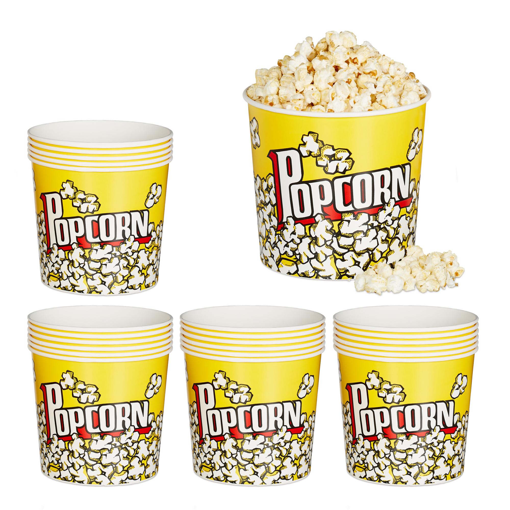 Festa Popcorn Stile Anni 50 Secchi Popcorn Retr&ograve; - 6 Pezzi, Plastica Alimentare, Righe Rosse/Bianche, 10.2x20.3cm, Riutilizzabili Containers Snack Festivi