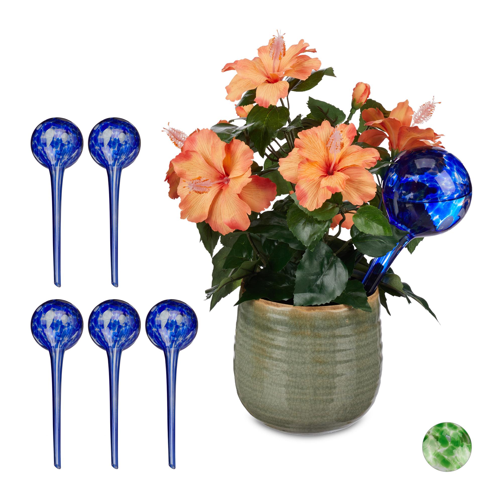 Relaxdays Globes D'Arrosage Verre - Lot De 2, Distributeur Eau Plantes, Ø6cm, Vert