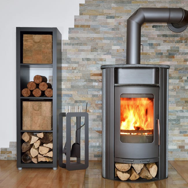 Relaxdays Serviteur de cheminée, moderne, 5 pièces : tisonnier, pelle à  cendres, balai, pince et support, gris/argenté