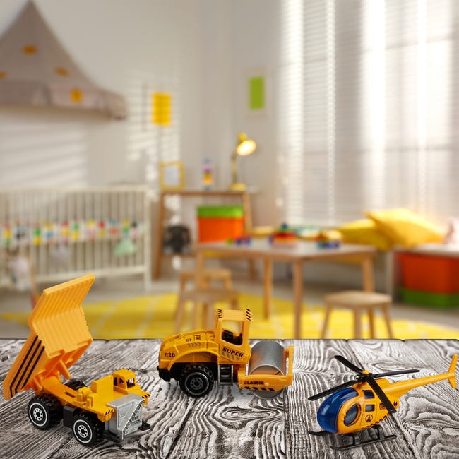 Relaxdays Véhicule de chantier, lot 6, jouet pour votre enfant, dès 3 ans,  métal et plastique, orange & noir