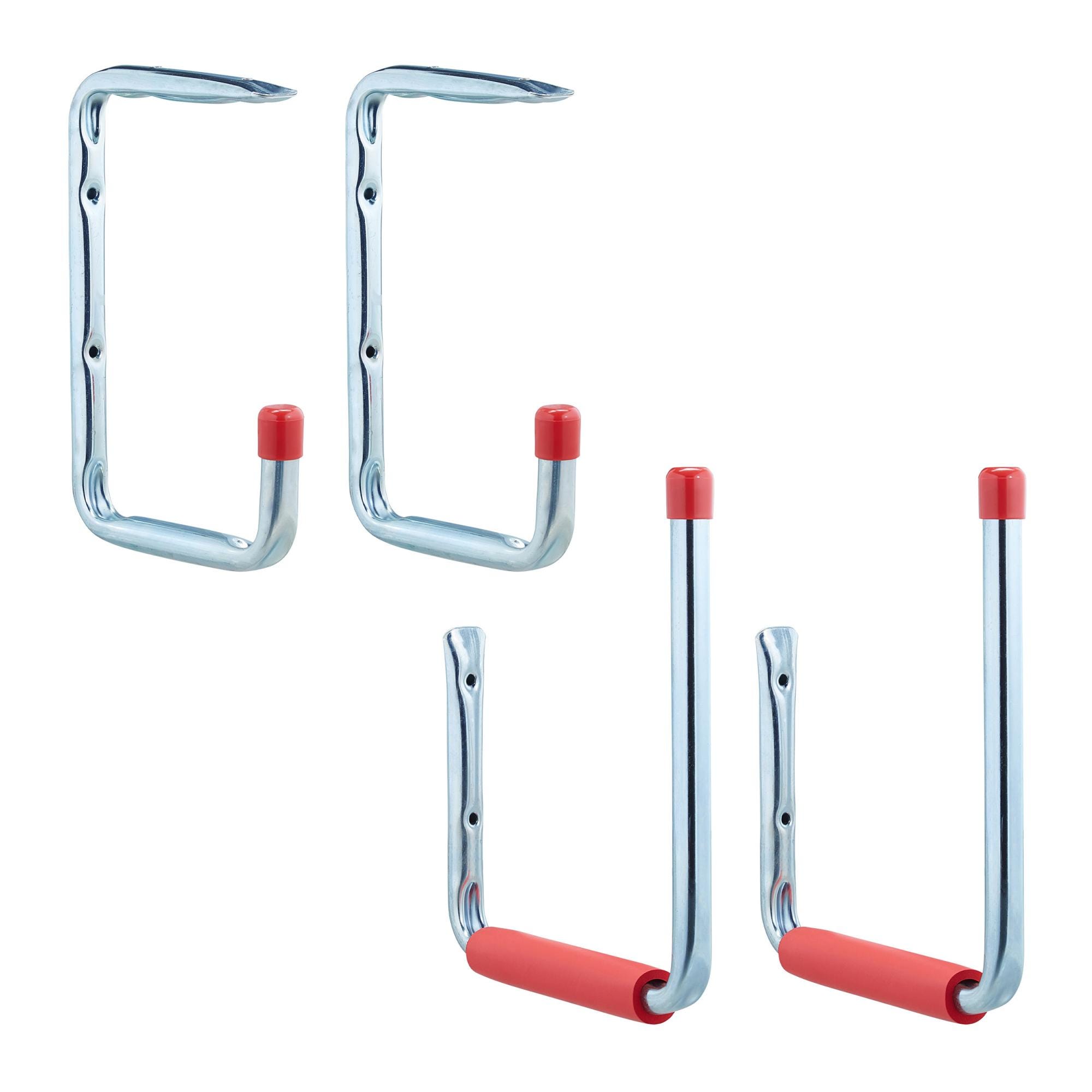 Relaxdays Set Da 4 Ganci Portautensili, Parete, Attrezzi Da Giardino E Officina Fino A 15 Kg Acciaio Argento Rosso 85215067 Relaxdays Set Da 4 Ganci Portautensili, Parete, Attrezzi Da Giardino E Officina Fino A 15 Kg Acciaio Argento Rosso 85215067