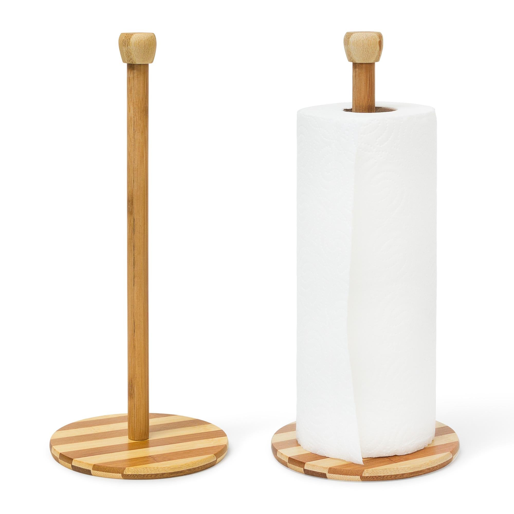 Portarotolo Da Cucina Relaxdays In Acciaio Inox - Sostegno Per Carta Assorbente, Base Antiscivolo, 32x15 Cm, Colore Ramato E Argento