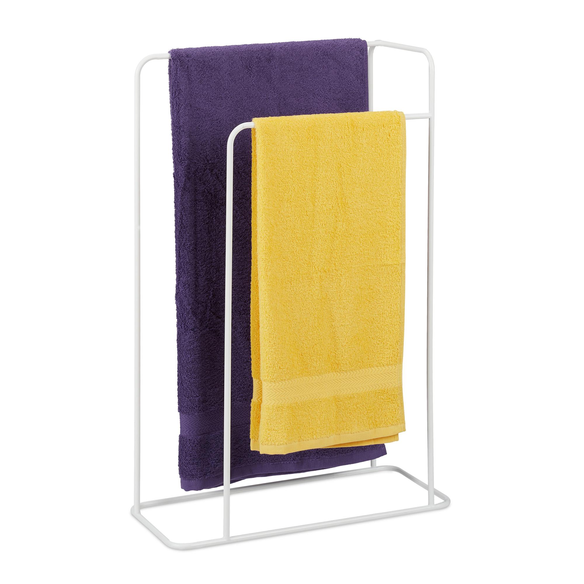 Relaxdays Porta Asciugamani A Parete 3 Ripiani – Mensola Portasalviette In Metallo Cromato, 44x18x16 Cm, Argento/Nero, Carico 9kg - 5