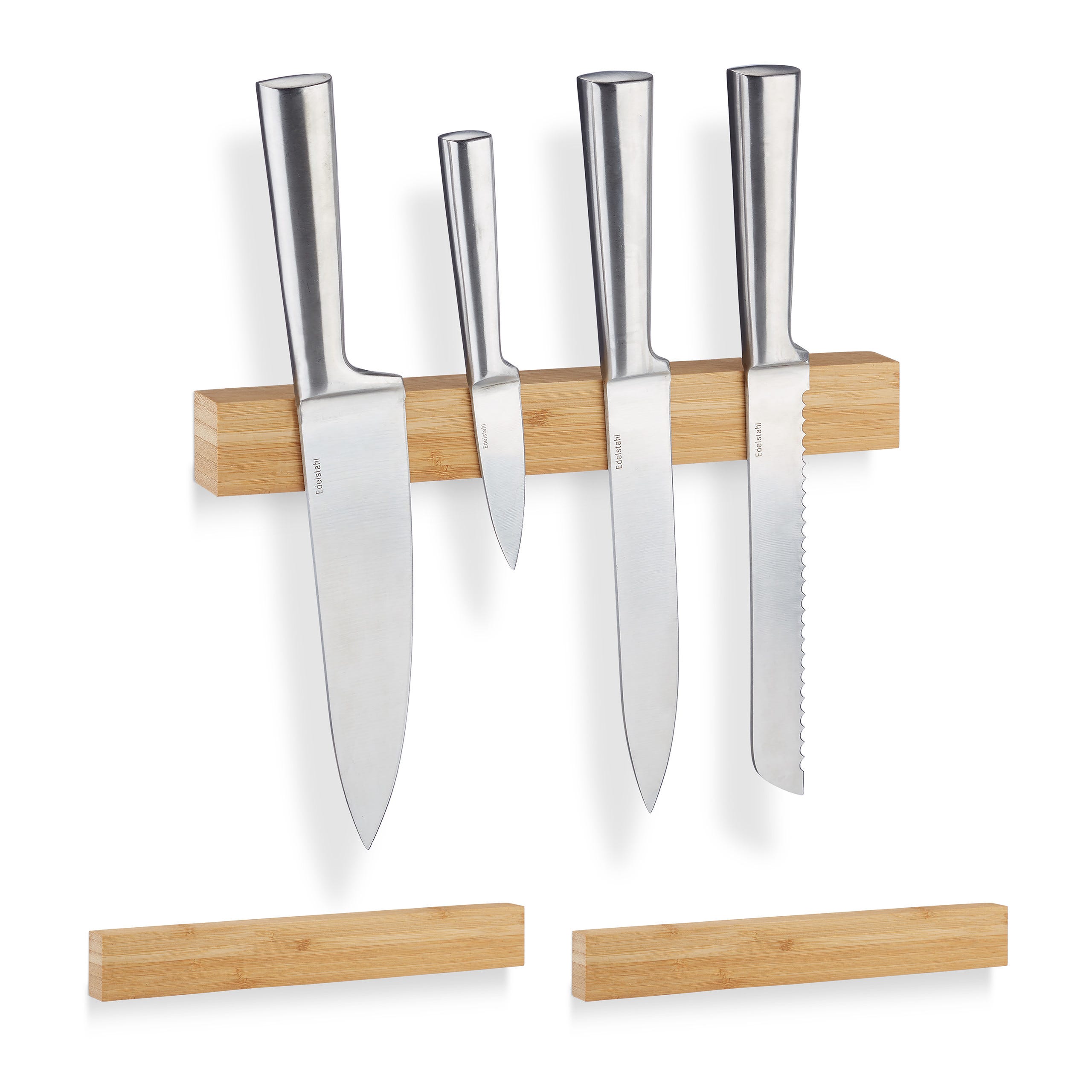 3x Bande aimantée en bambou 30 cm cuisine bar couverts couteau