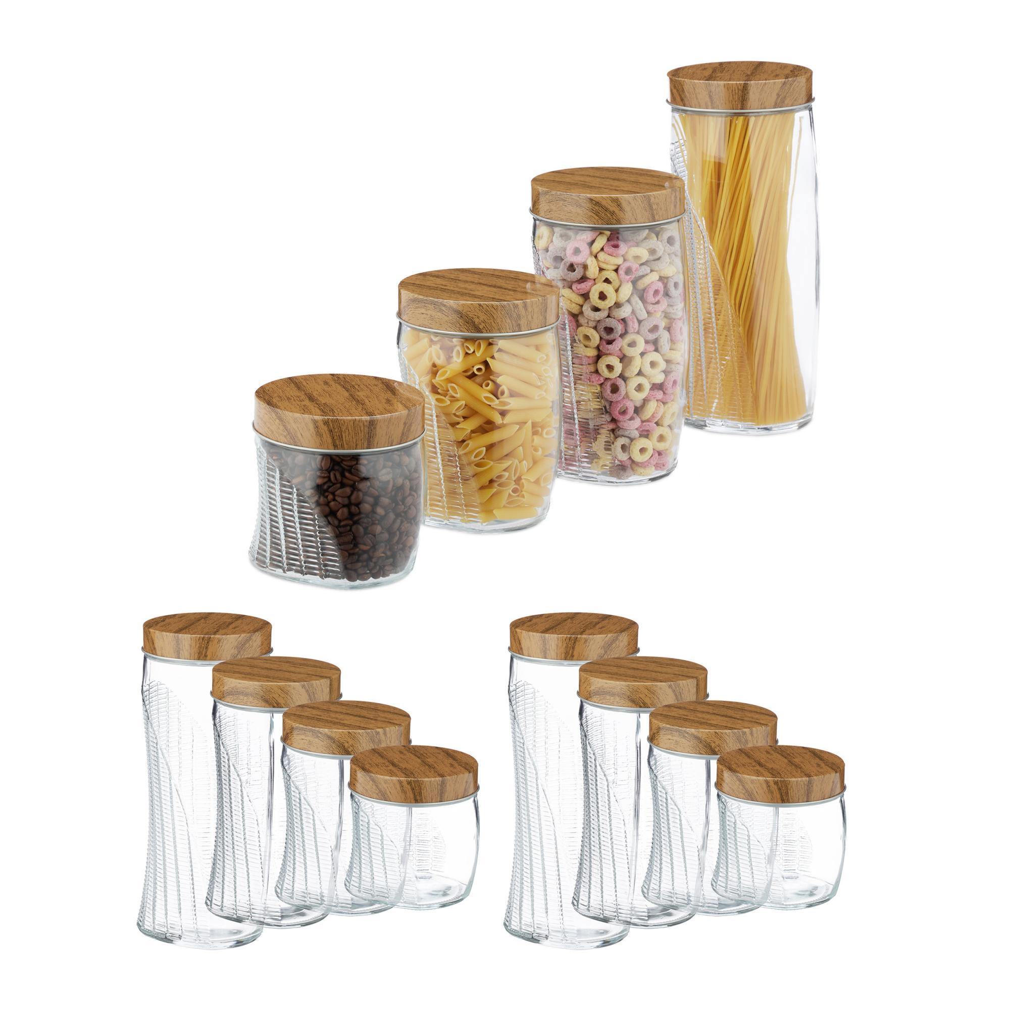 Set 8 Barattoli Di Vetro Con Coperchio In Bambù - Ermetici Per Alimenti | Diverse Dimensioni - Foto 7