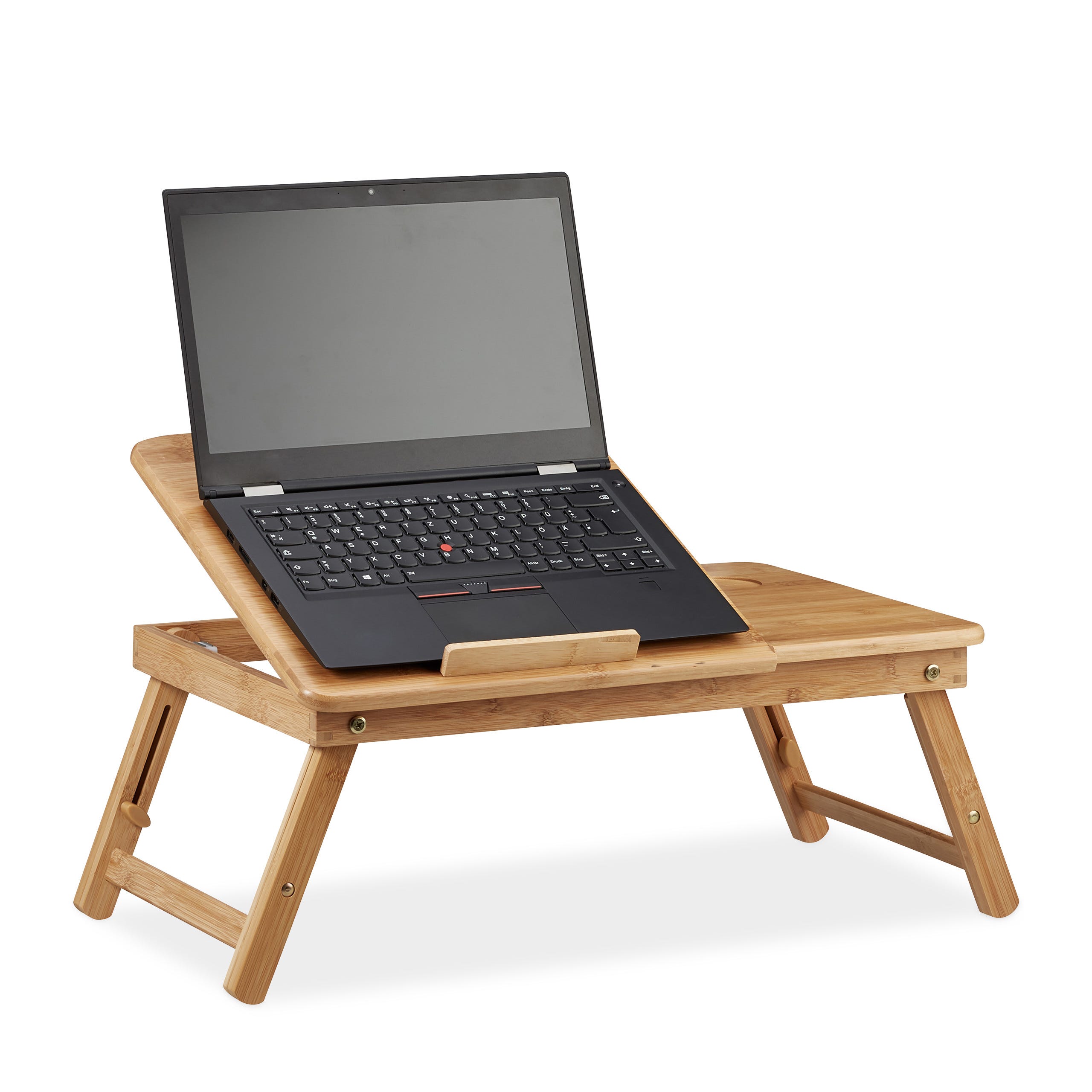 Plateau pour ordinateur portable réglable en Bamboo, table pliante