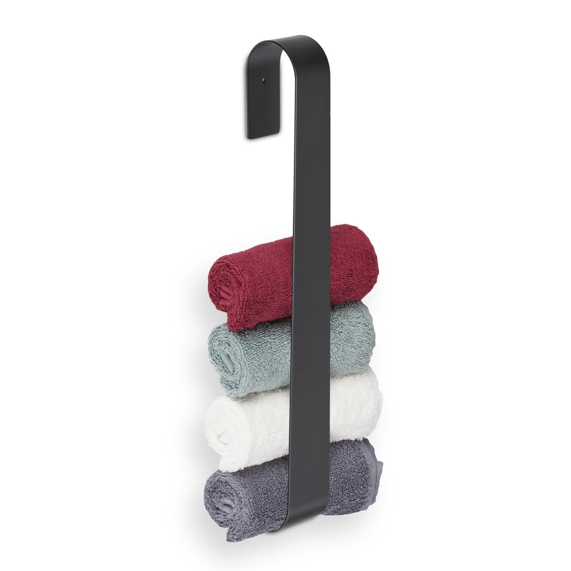 Portasciugamani Autoadesivo HouseAid | Acciaio Inox 304 Nero Opaco, Senza Fori, Adesivo 3M, Capacità 2.7 Kg