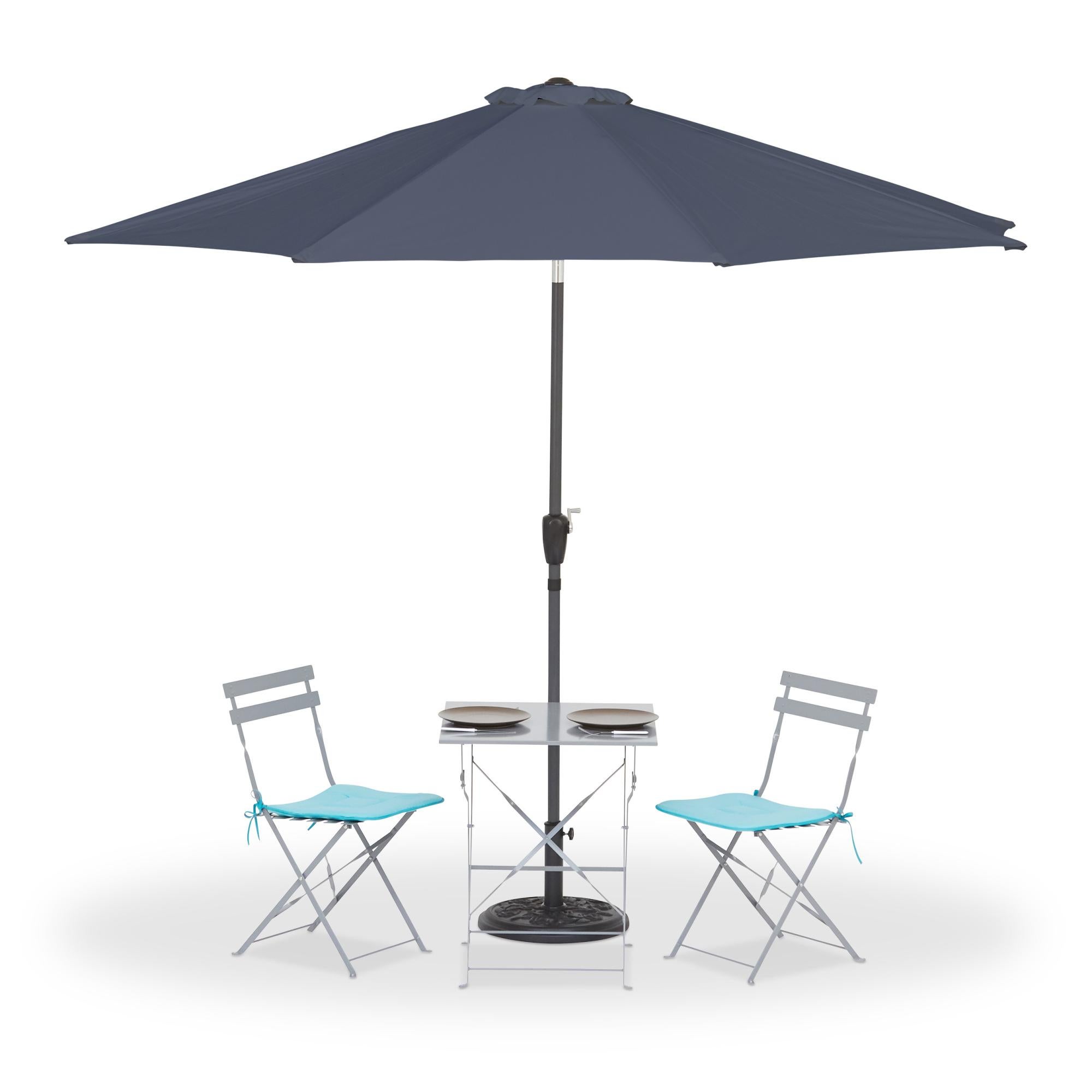 Relaxdays Ombrellone Da Giardino E Terrazza Rotondo, 300 Cm Inclinabile Con Manovella E Fodera Protettiva Antracite 85216054