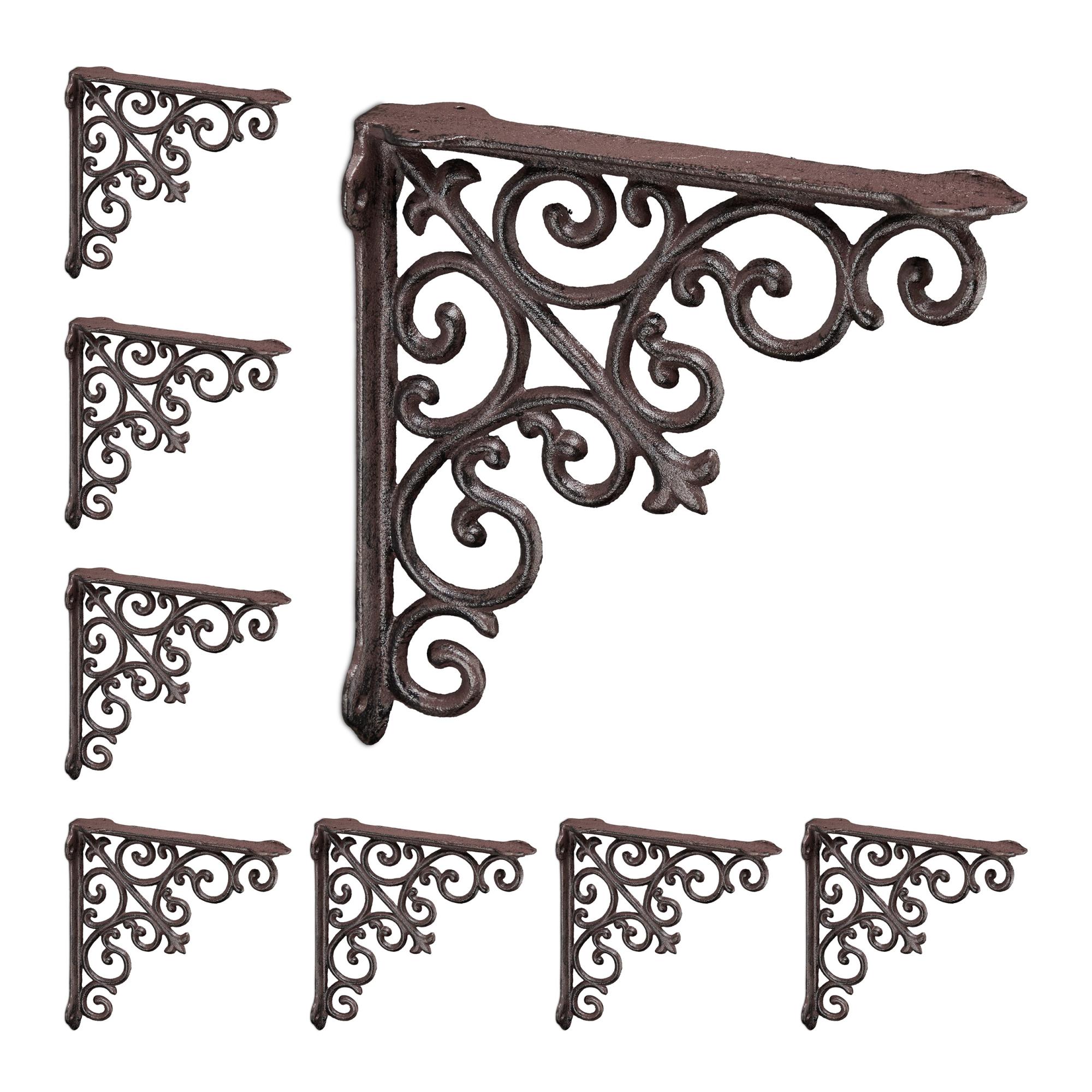 Paire De Supports D'étagère En Fonte Ornés – Style Victorien, Finition Vernie Bronze, Neuf