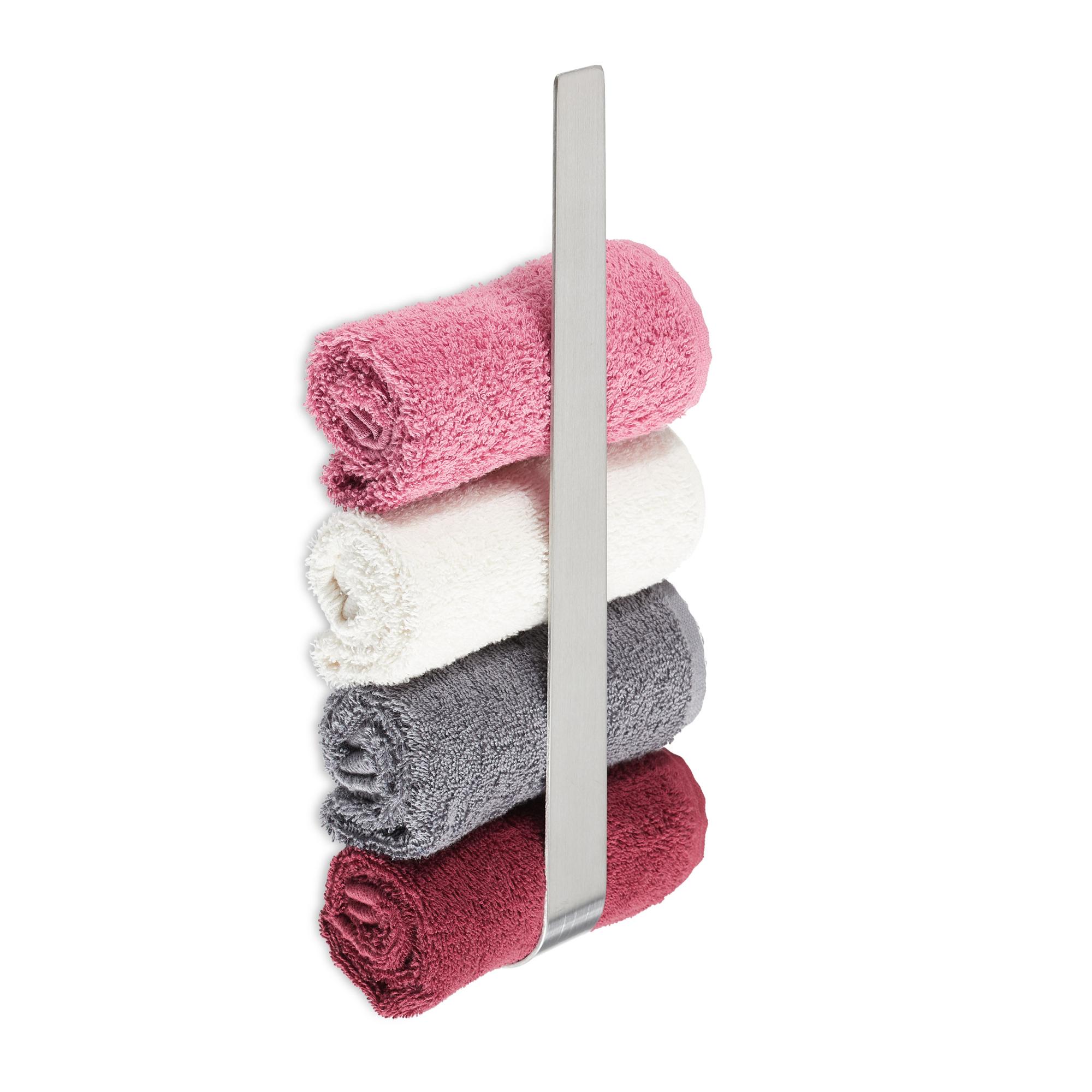Relaxdays Porte-serviettes, inox 430, autoadhésif, cuisine, salle de bain, sans perçage, HxLxP Relaxdays Porte-serviettes, inox 430, autoadhésif, cuisine, salle de bain, sans perçage, HxLxP