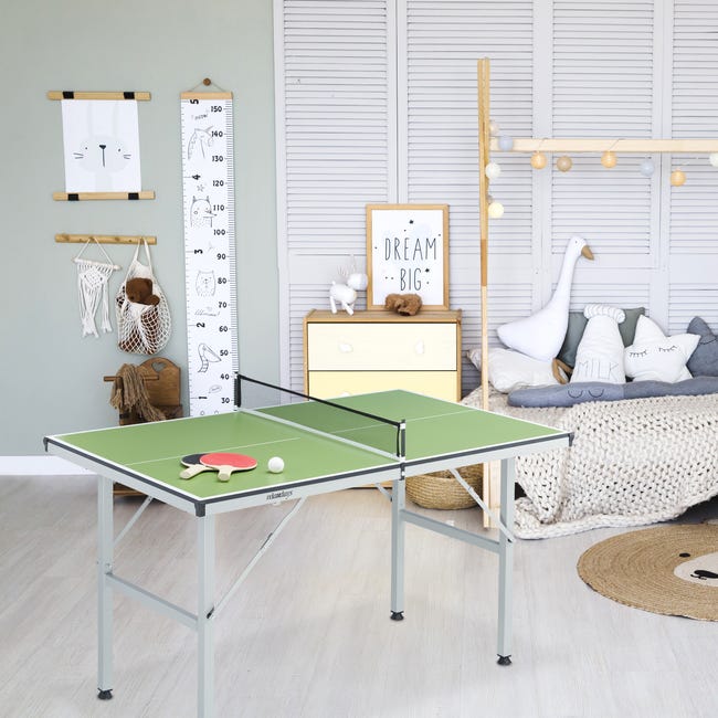 Relaxdays Kit pour jouer au ping-pong, table pliable, filet, à emporter,  HLP : 71 x 76 x 125 cm, intérieur, vert