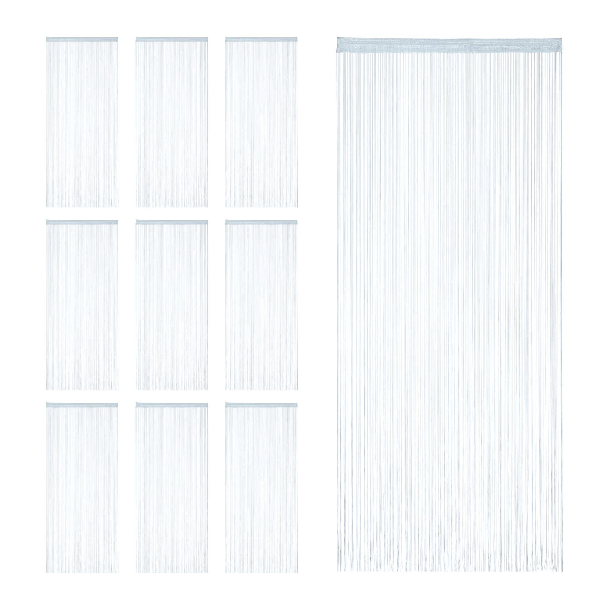 2 Rideaux Fils Relaxdays 90x245cm Blanc - Rideau Passant Tringle Lavable Raccourcissable
