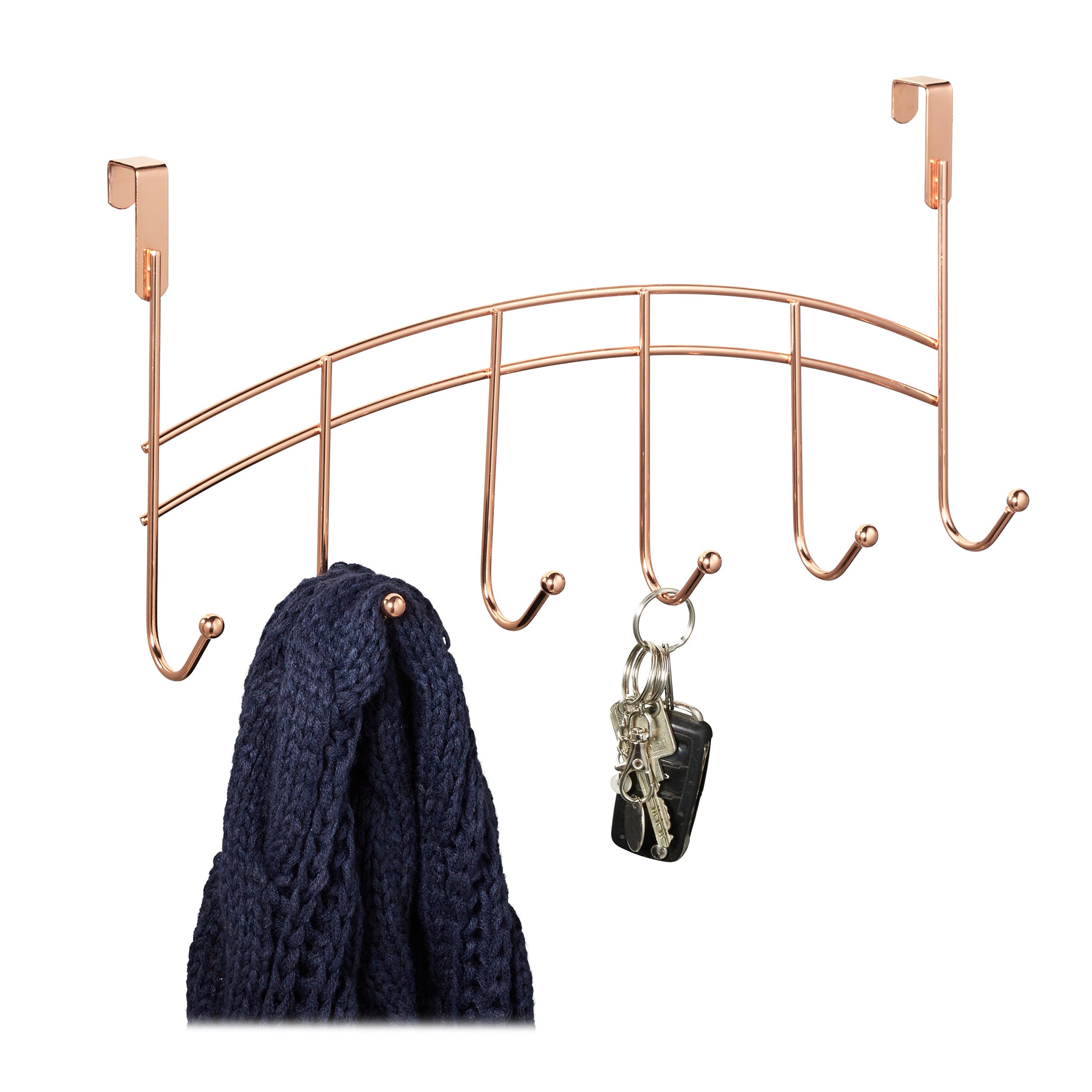 Relaxdays Porte-manteau pour porte, 10 crochets, garde-robe, à accrocher, 4  cm, chambre, salle-de-bain, blanc/nature