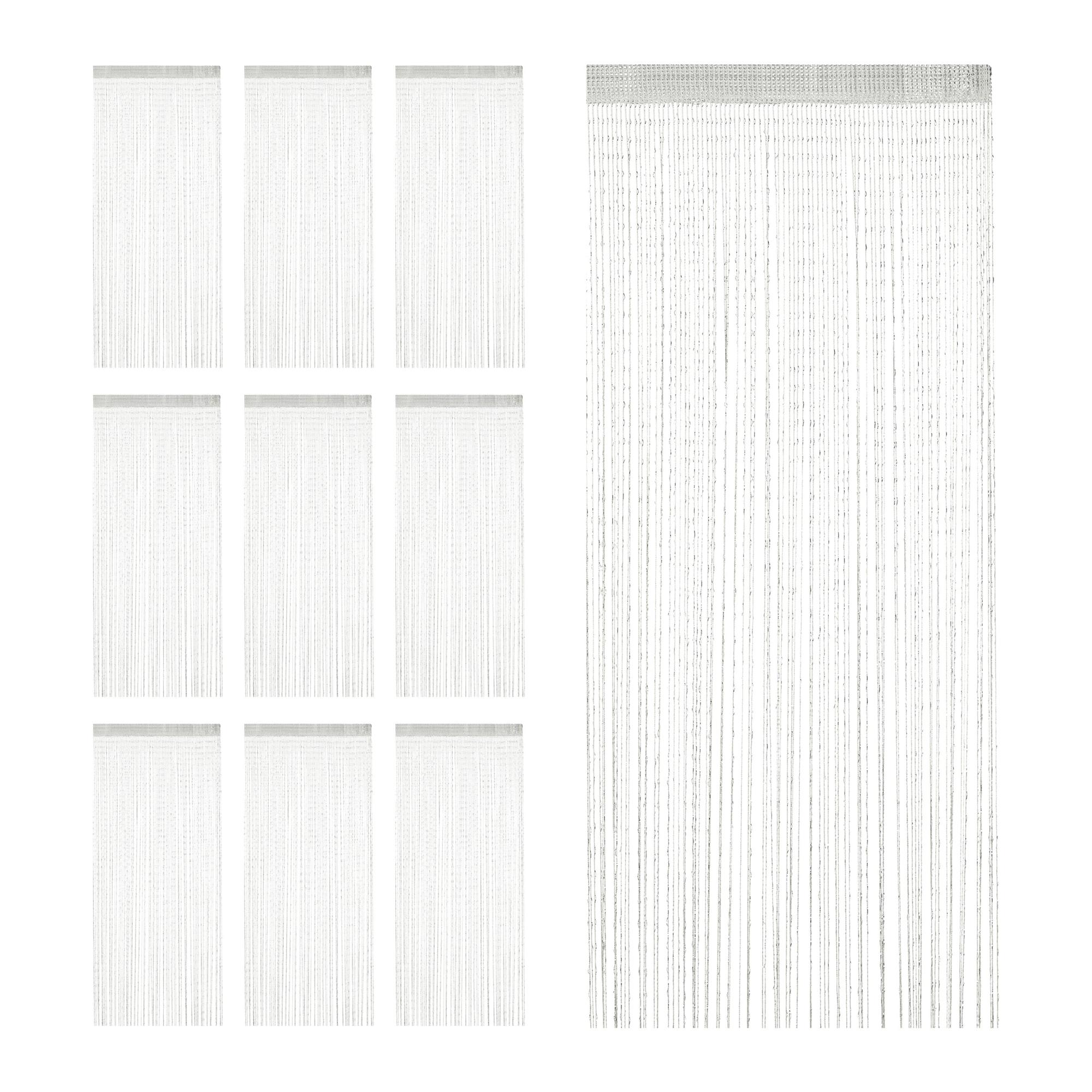 Relaxdays Tenda A Fili, 145x245cm, Accorciabile, Con Passante, Porte E Finestre Frange Separe E Divisorio Nero 85662156