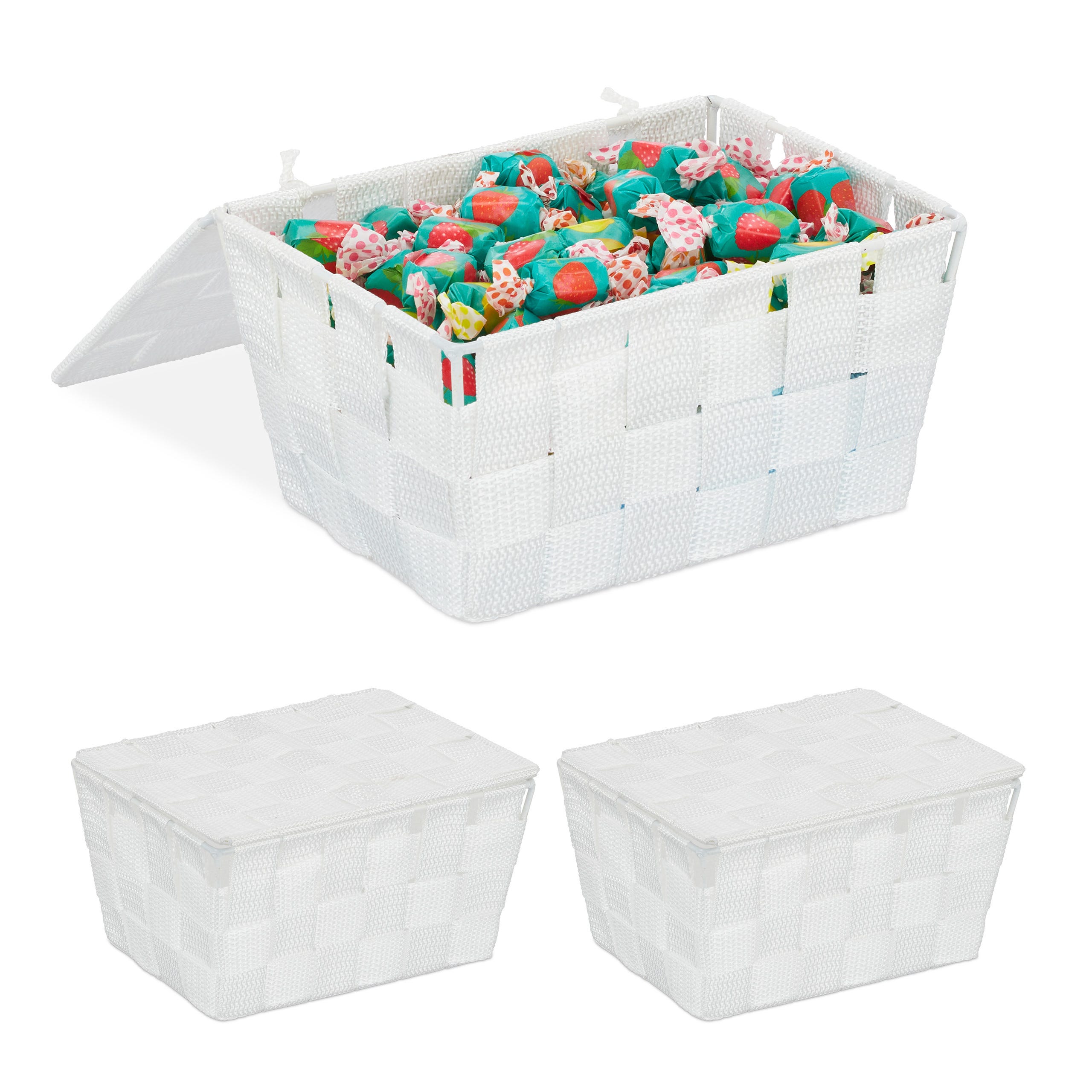 Boîte de rangement en plastique blanc - Avec couvercle - 5,3 L