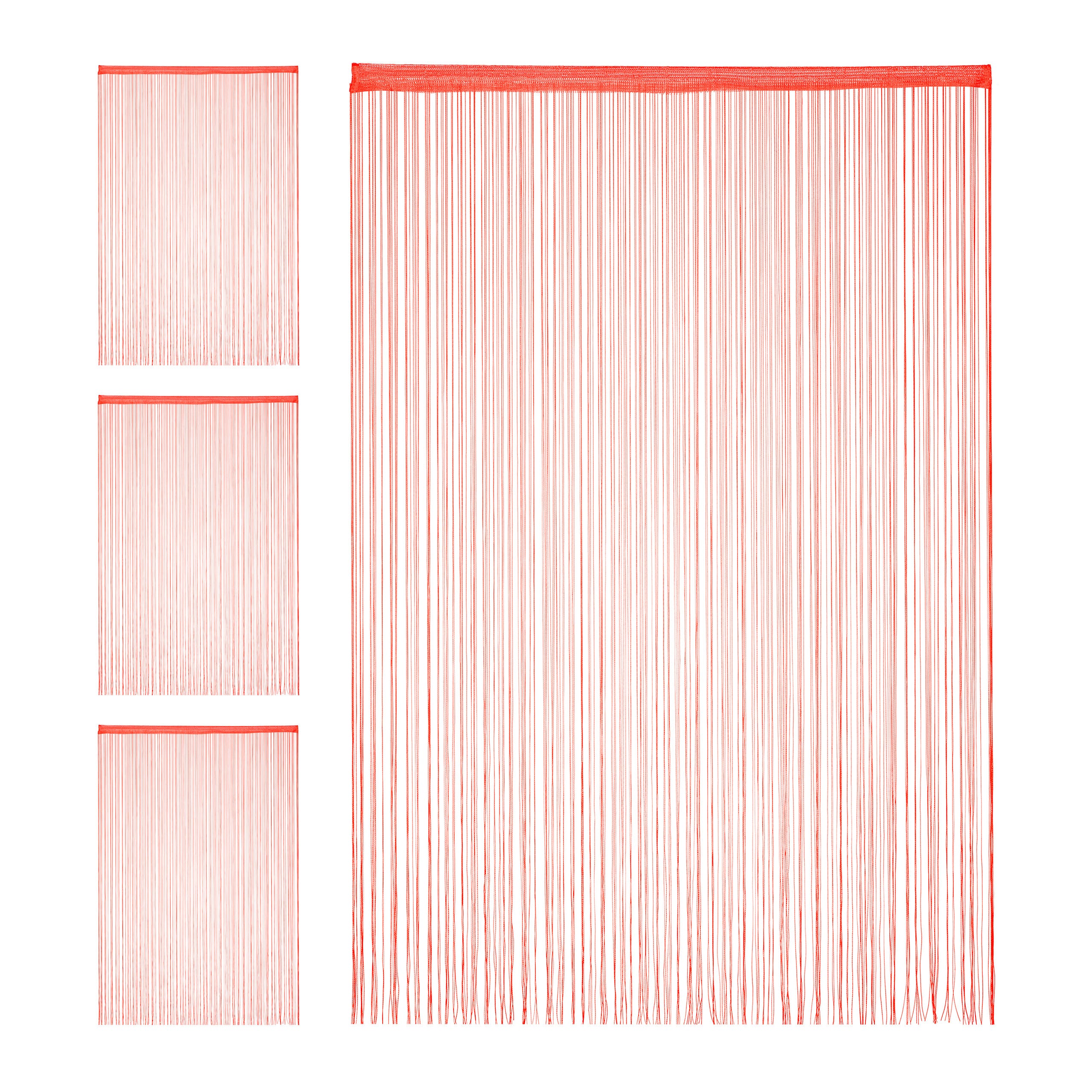 4x Tenda a Fili, 145 x 245 cm, con Passante, per Porte e Finestre, a Frange  Accorciabili, Lavabile, Rosso
