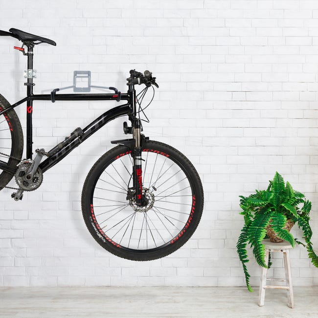 Support mural vélos, lot de 2, pliable, garage et cave, capacité 20 kg,HlP  20x25x36cm, porte vélos, noir-rouge