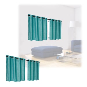 Set da 4 Tende, Oscuranti & Opache, Camera da Letto & Salotto, in Stoffa  con Anelli, 120x135 cm, Verdi