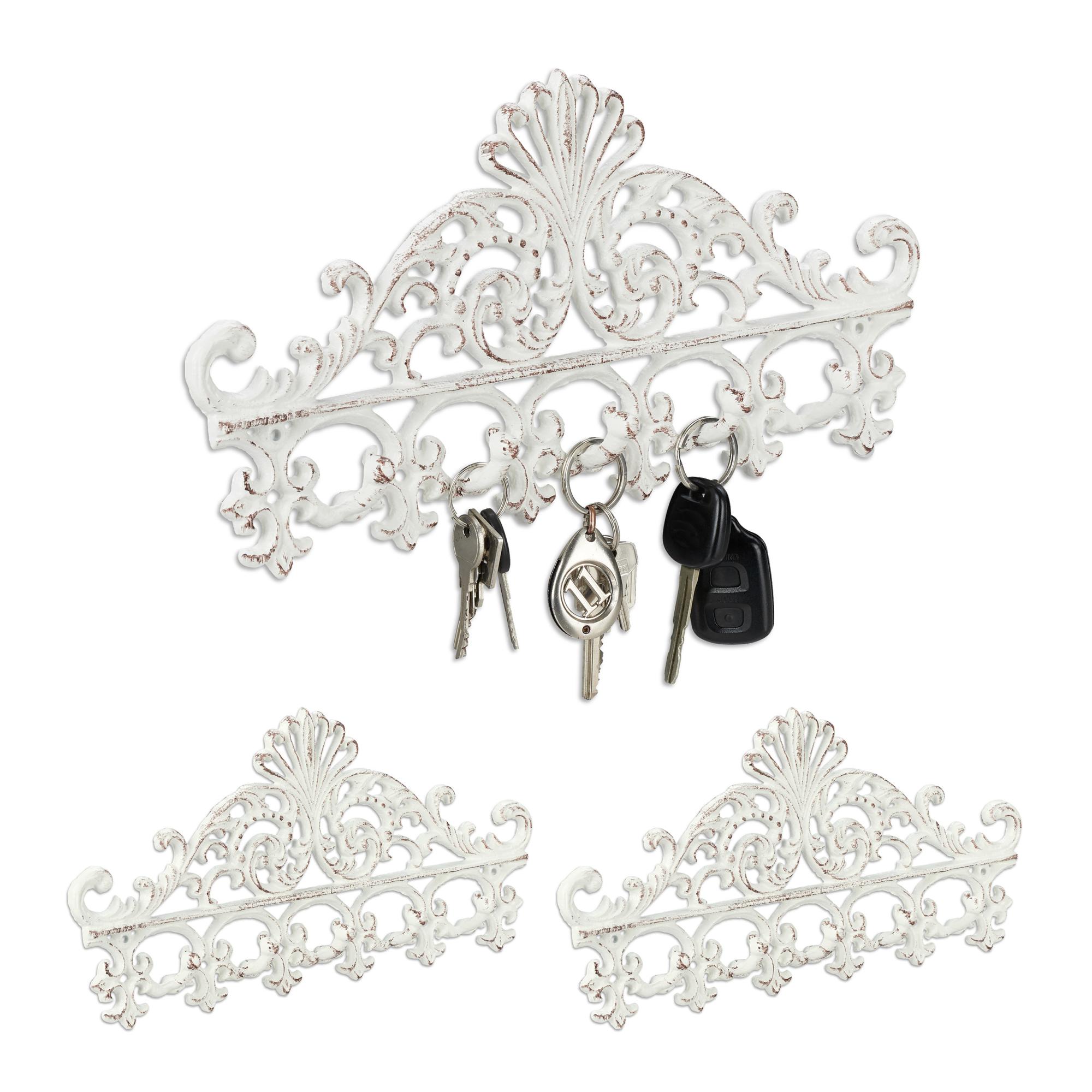 Portachiavi Shabby Relaxdays Portachiavi Da Muro In Ghisa, A Forma