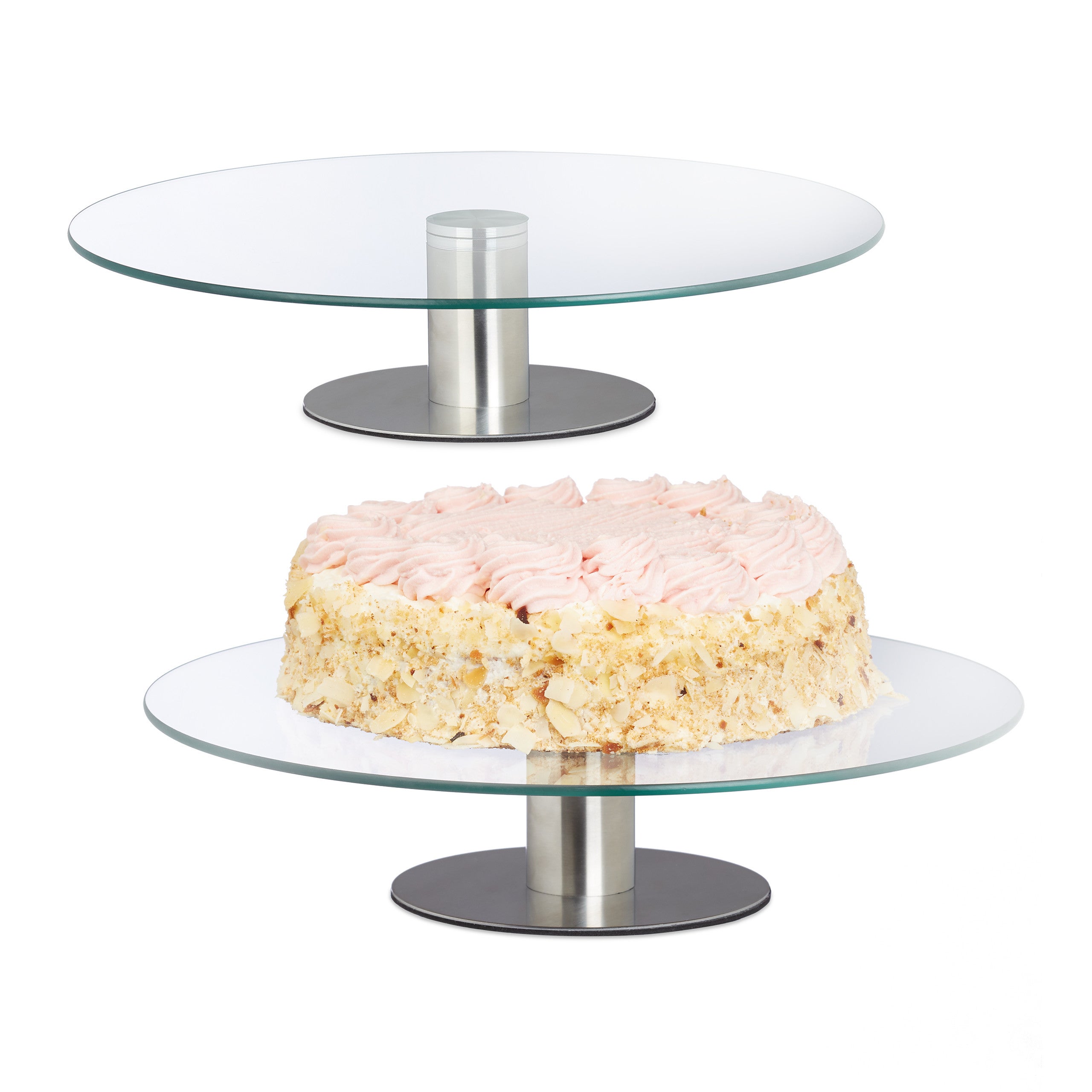 1x Plat à tarte tournant plateau présentation verre gâteau mariage  décoration cuisine Ø 30 cm, transparent