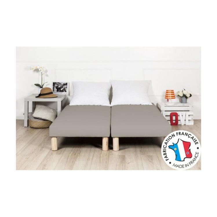 Sommier Tapissier Sommiflex Gris 70x200cm - Fabrication Française - Bois Massif - Anti-Acariens