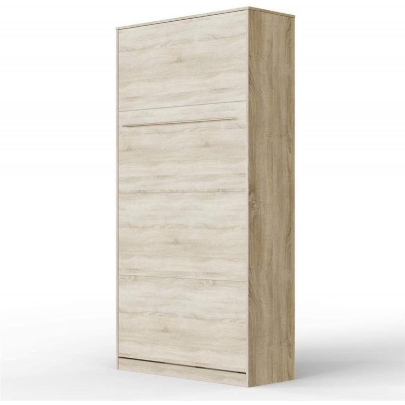 Armoire Lit Escamotable 90x200 Cm Vertical Mural Supérieur Blanc/blanc