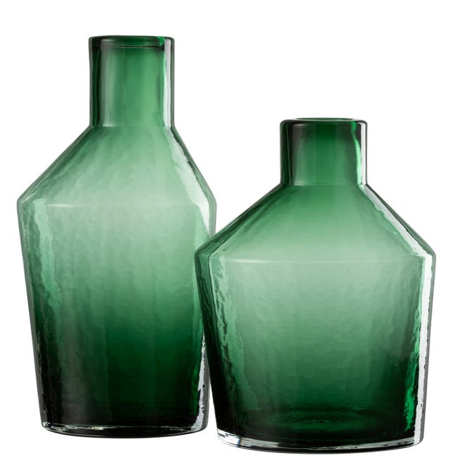 Bouteille décorative en verre vert 12x12x35 cm