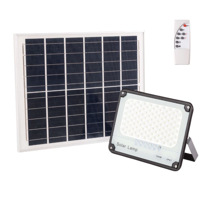 Foco Solar 100W ELEDCO, Proyector LED, Luz Neutra 4000K, Mando a