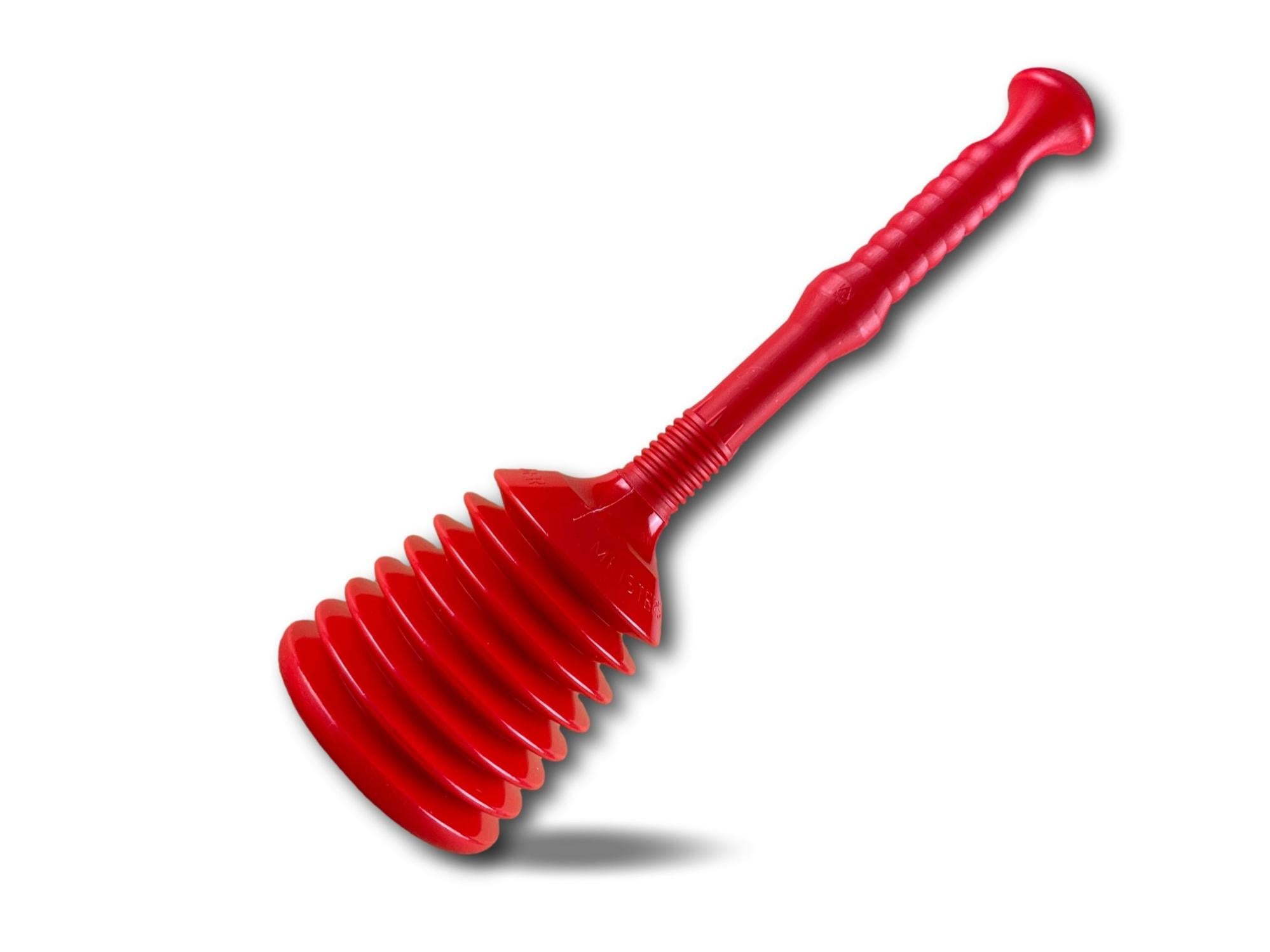 Déboucheur Ventouse Cloche Caoutchouc Tige Bois 30cm Rouge Relaxdays