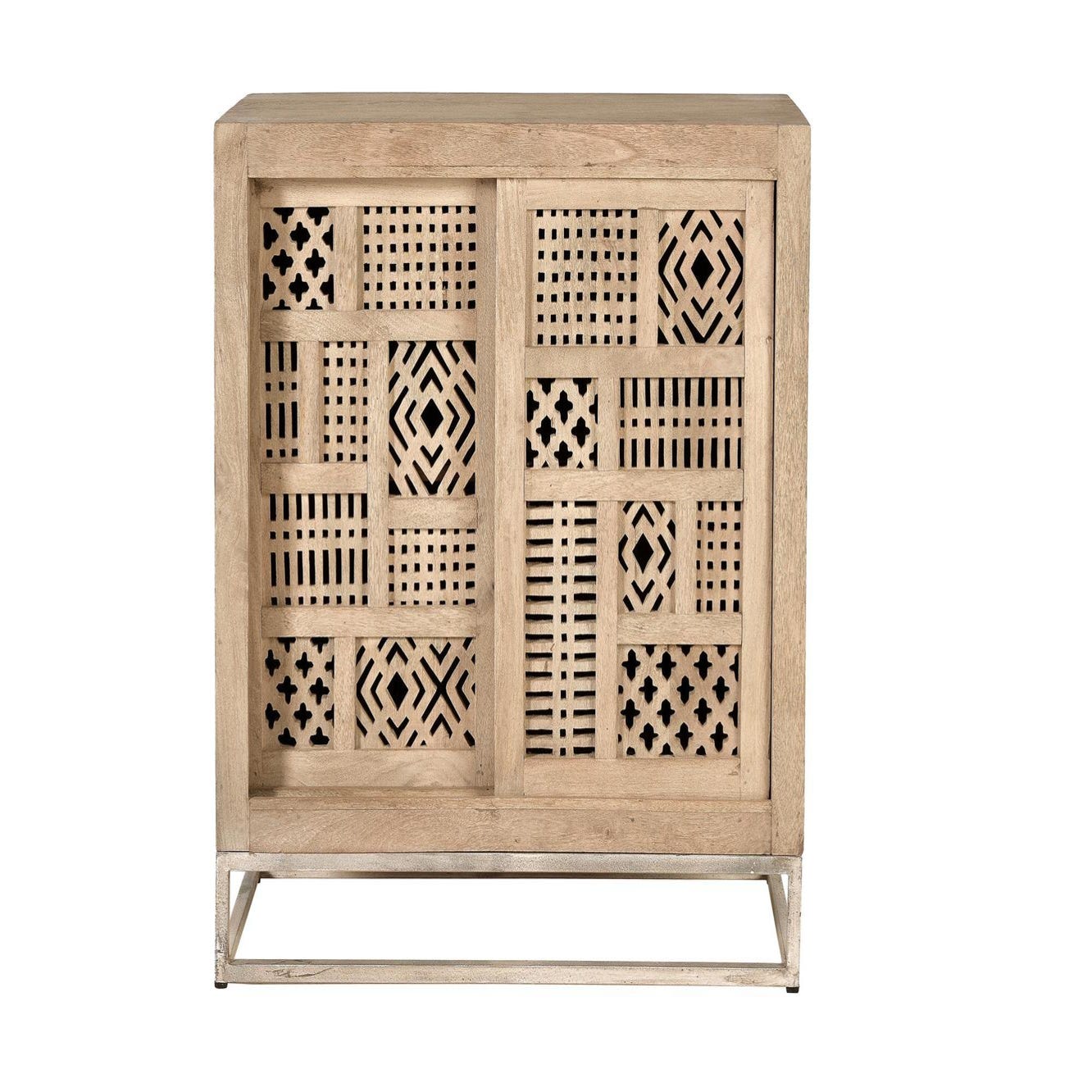 Levandeo Decorazione Da Tavolo In Legno Di Mango E Metallo, 32x17x5 Cm, Naturale E Argento