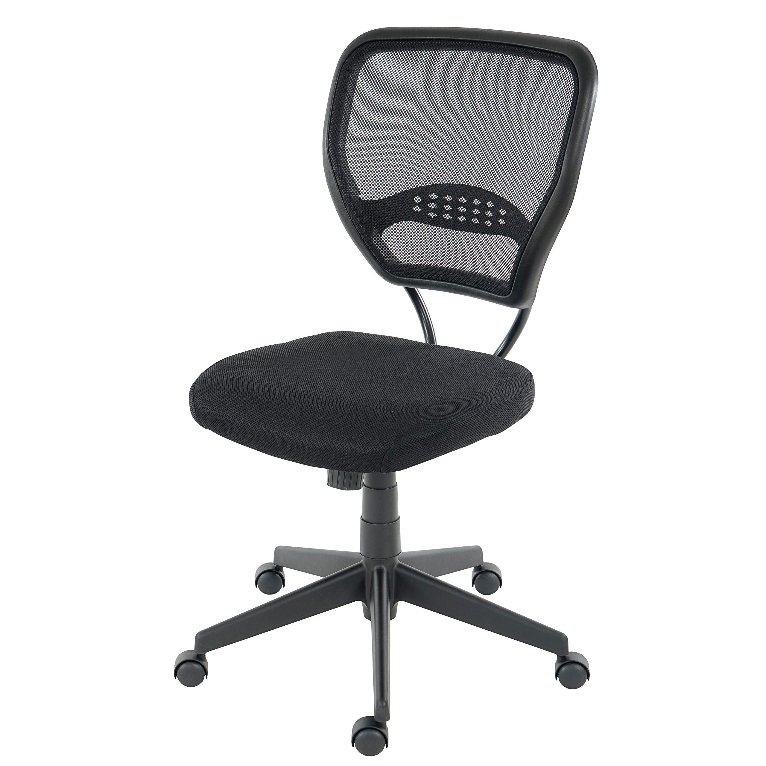 Fauteuil chaise de bureau sur roulettes pivotante en tissu mesh noir sans  accoudoirs 04_0001913