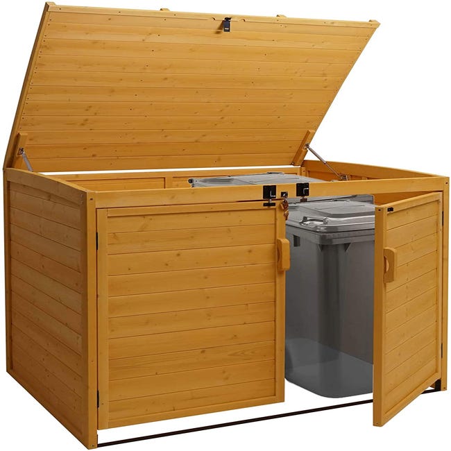 Abri pour 2 poubelles cache-poubelle boîte de rangement extérieur 240L  68x116 cm