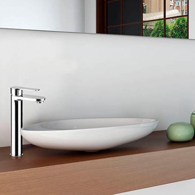 Grifo monomando de lavabo NAD alto perfecto para lavabos de sobre