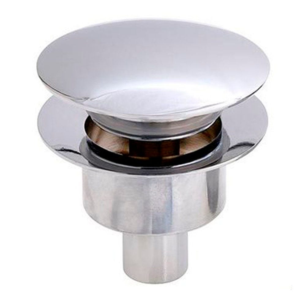 Válvula Clic Clac universal tapón grande. Desagüe Push-up de lavabo y  bidet, con acabado en cromo brillo. Tuerca de 1 1/4. Fabricada en latón