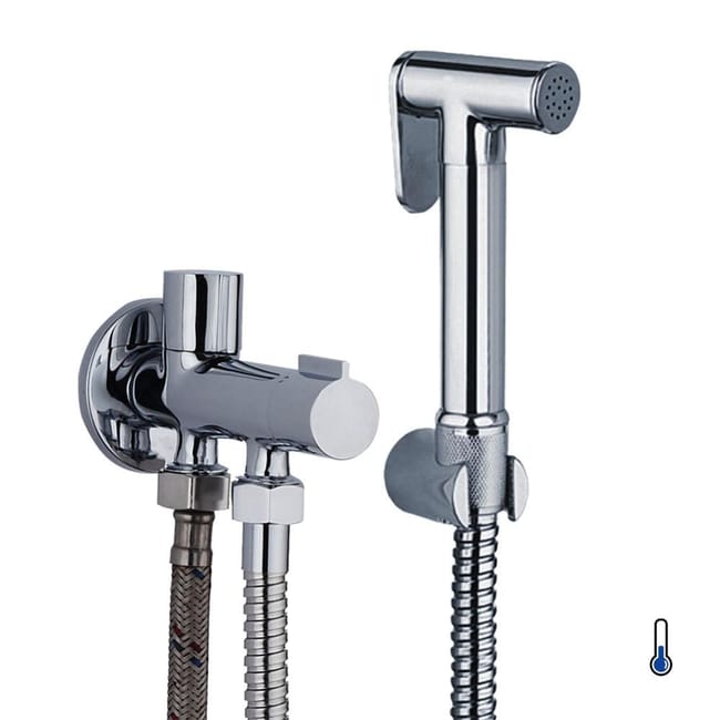 Hidroescobilla Grifo Higiene Intima redonda agua fria. Grifo redondo para instalar junto al WC. Ahorrando espacio y es util para la limpieza Leroy Merlin