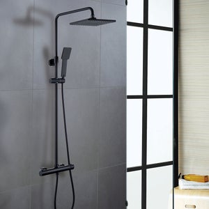 MORADO Columna ducha negro,Columna ducha termostatica,Sistema de ducha  termostatica,Grifo Ducha Negra Altura Regulable 80-115cm : :  Bricolaje y herramientas