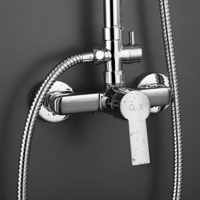 Grifo monomando para columna de ducha PIN. Con maneta alargada de fácil  accionamiento. Acabado cromo brillo, fabricado en latón
