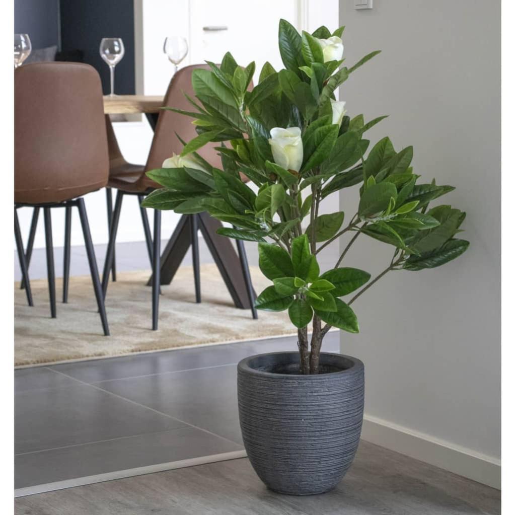 Magnolia Artificiale In Gommapiuma Matches21 | Fiore D'arte Grigio E Bianco, Altezza 65 Cm, Diametro 12 Cm, Decorazione Matrimonio
