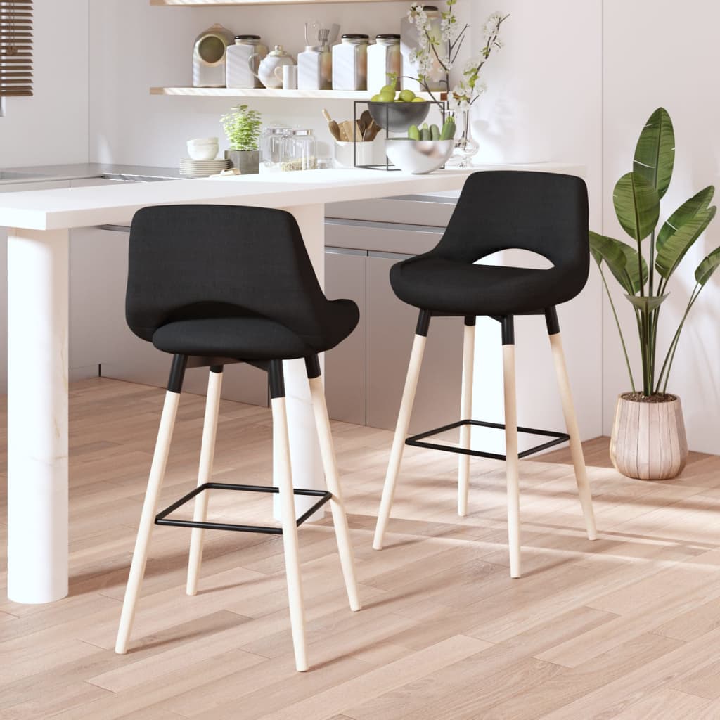 vidaXL 2X Sedie da Bar Moderne Eleganti Imbottite Morbide con Poggiapiedi Sgabelli Alti Pub Angolo Cucina Gambe in Metallo Blu in Tessuto 