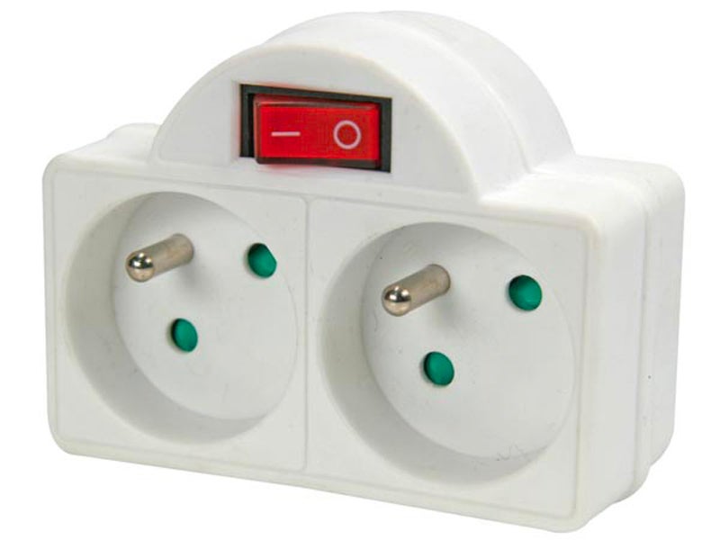 Multiprise avec 4 prises schuko blanches avec interrupteur individuel