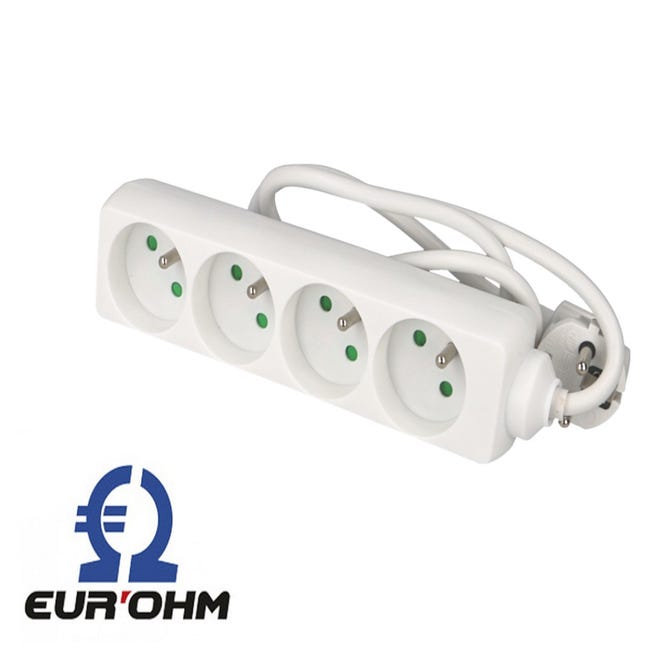Eur'Ohm - Bloc multiprise avec interrupteur I/O - 5 Prises - Blanc