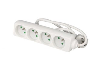 Multiprise 4 Prises Blanc Rallonge Sans Interrupteur Avec Câble 3G 1,5 Mm²  3M, Multiprise Allemande Blanche (4 Prises 1,5 Mm²[H1936]