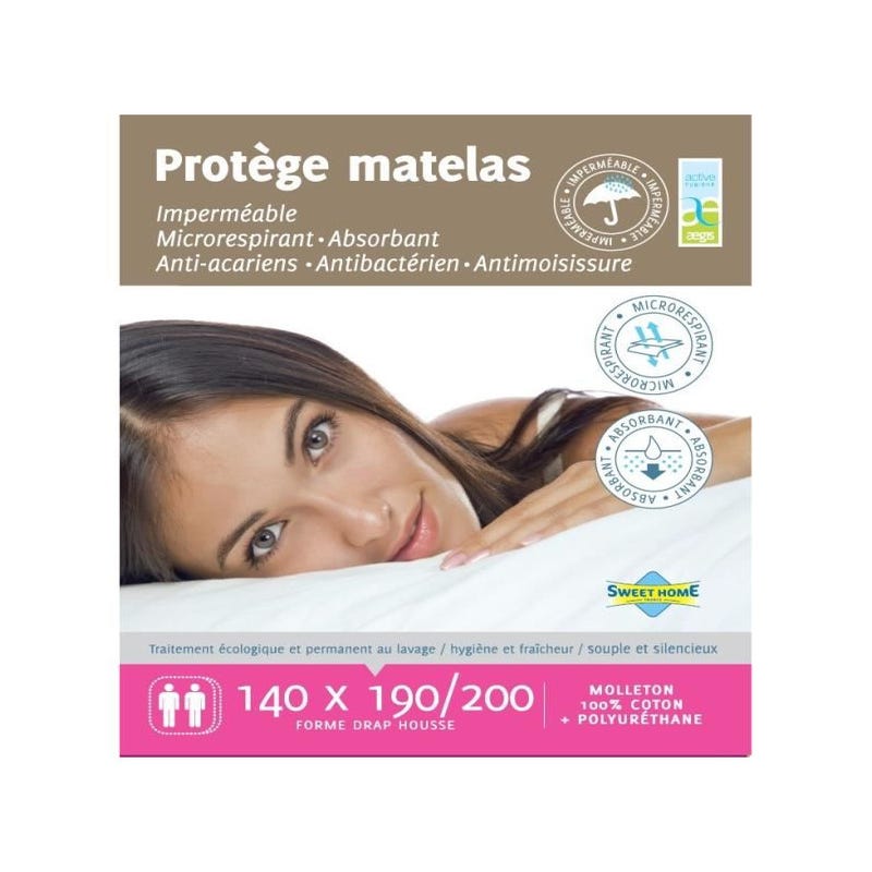 Protège matelas imperméable microfibre 100% polyester PU, forme